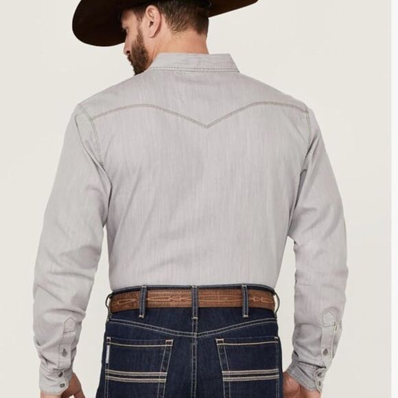 Kimes Ranch Western Long Sleeve Grimes Pearl Snap Gray Denim Shirt - Picture 3 of 16